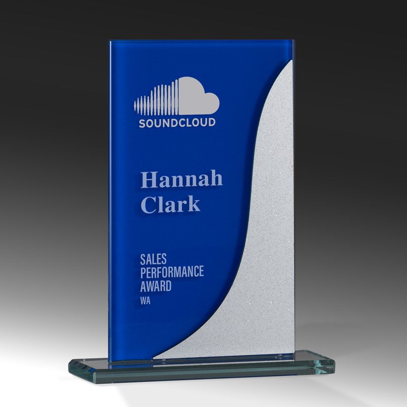 Glass Blue Silver Glass Award 175mm