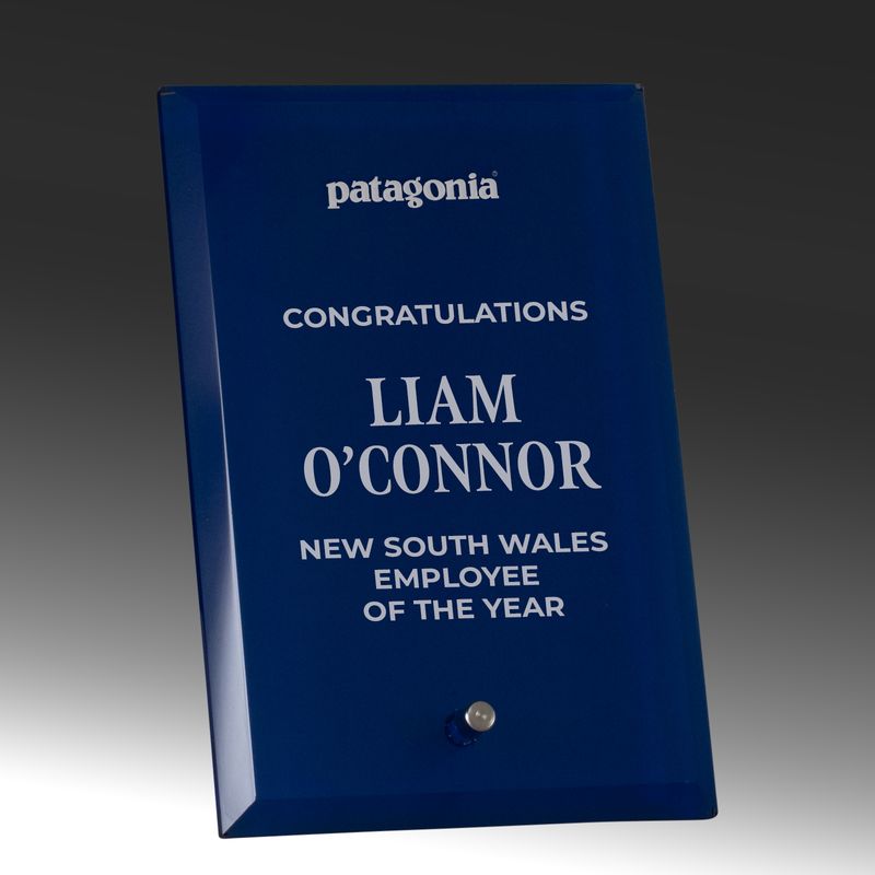 Rectangle Blue Glass Award 205mm