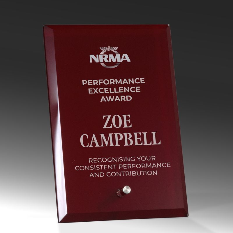 Rectangle Red Glass Award 205mm