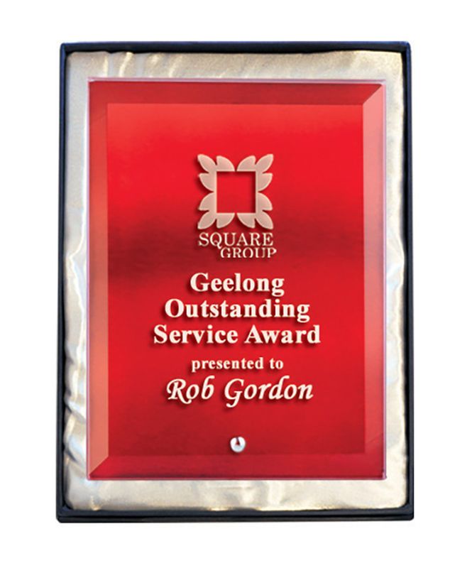 Rectangle Red Glass Award 205mm