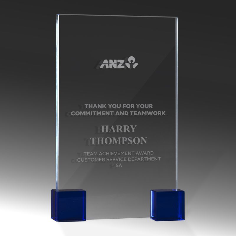 Blue Block Glass Award 200mm