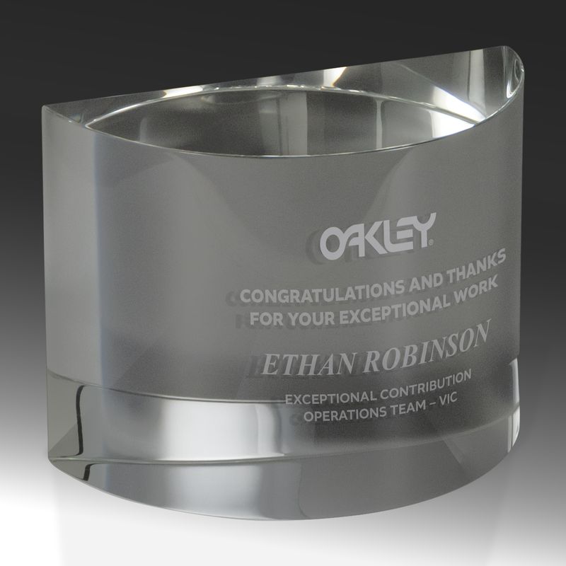Semi circle block Crystal Award 75mm